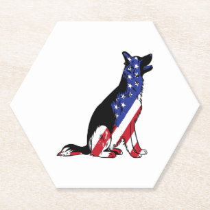 German Shepherd Usa Flag Patriotic Dog Paper Coaster