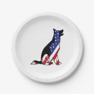 German Shepherd Usa Flag Patriotic Dog Paper Plate