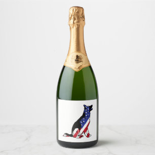 German Shepherd Usa Flag Patriotic Dog Sparkling Wine Label