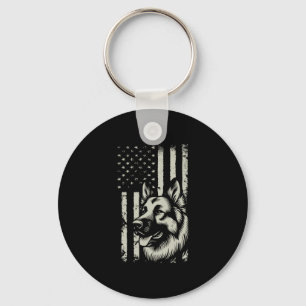 German shepherd usa flag patriotic fourth of july key ring