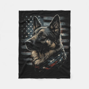 German Shepherd Usa Flag Patriotic Shepherd Fleece Blanket