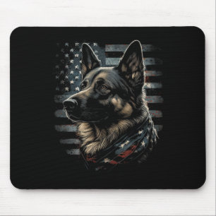 German Shepherd Usa Flag Patriotic Shepherd  Mouse Pad