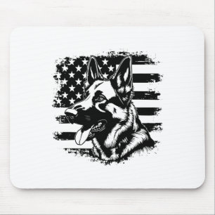 German Shepherd Usa Flag Sungles Patriotic 4th Of  Mouse Pad