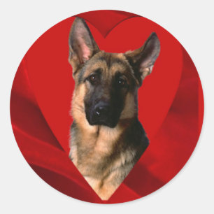 German Shepherd Valentine Classic Round Sticker