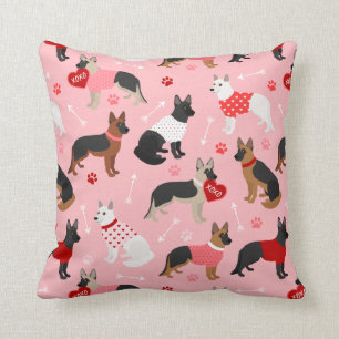German Shepherd Valentine Pattern Cushion