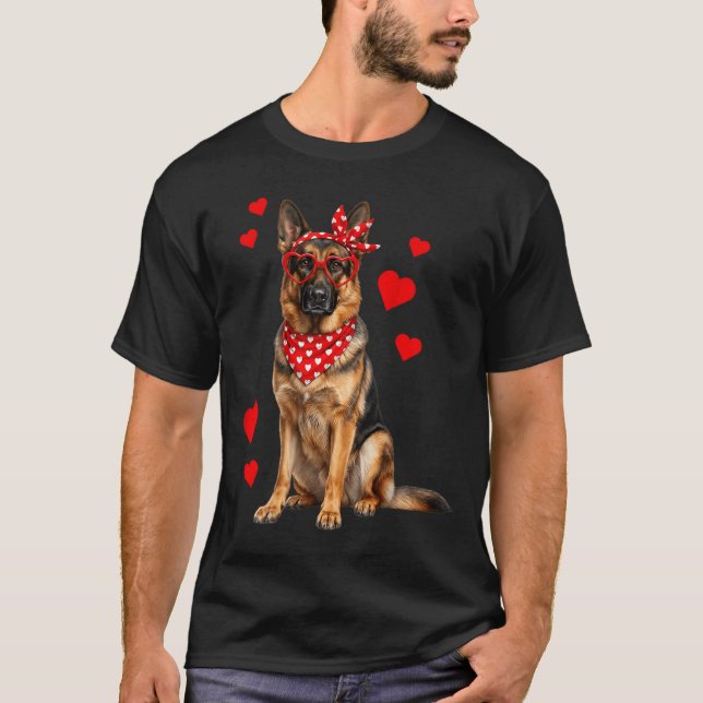 German Shepherd Valentines Day Dog Lover Heart  T-Shirt (Front)
