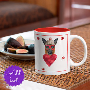 German Shepherd Valentine's Day Gift Dog Two-Tone Coffee Mug