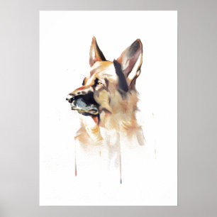 German Shepherd Wall Art, Dog Lover Painting Poster