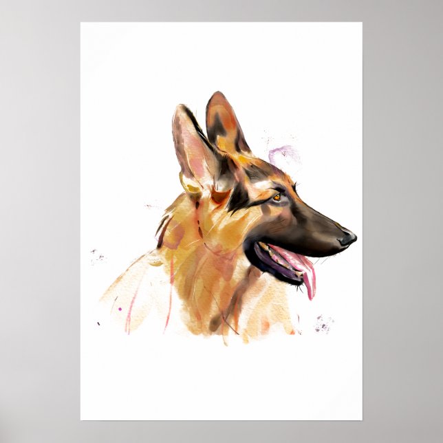 German Shepherd Wall Art Poster (Front)