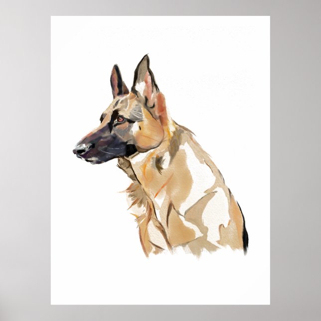 German Shepherd Wall Art Poster, Dog Lover Print (Front)