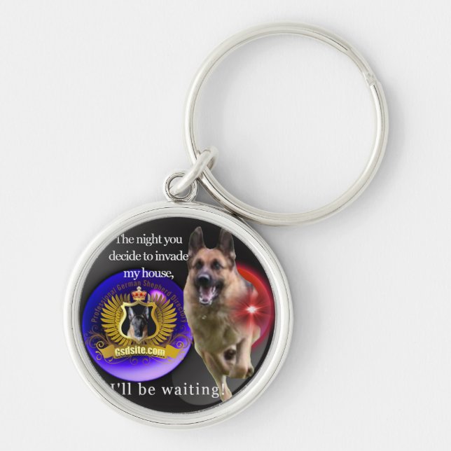 German Shepherd Warning Key Ring (Front)