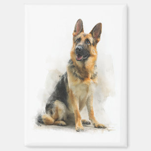 German Shepherd Watercolor Art Magnet