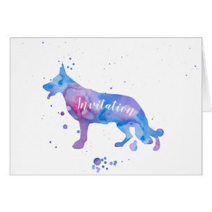 German Shepherd Watercolor Invitations
