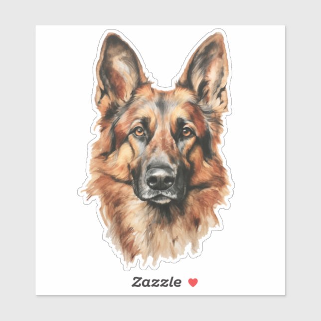 German Shepherd Watercolor Portrait Sticker (Sheet)