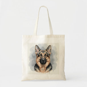 German Shepherd Watercolour Portrait Tote Bag