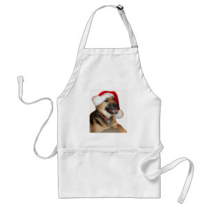 German Shepherd Wearing a Santa Claus Hat Standard Apron
