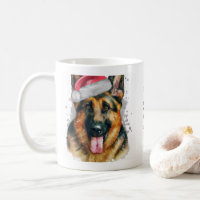German Shepherd wearing Christmas Santa hat Custom