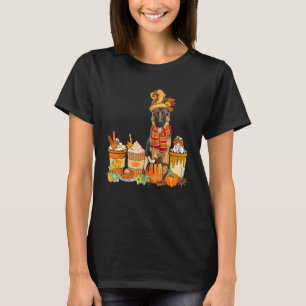 German Shepherd Wearing Hat With Coffee Cups Fall  T-Shirt