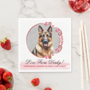 German Shepherd Wedding Napkins with Dog Photo
