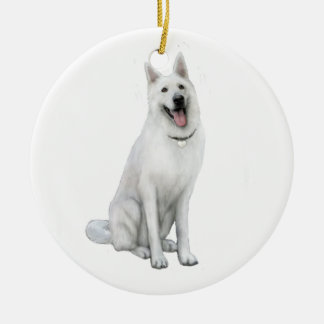 German Shepherd - White Ceramic Ornament