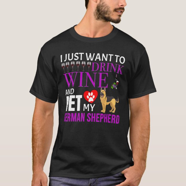 German Shepherd Wine T-Shirt (Front)