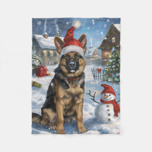 German Shepherd Winter Wonderland Christmas Joy Fleece Blanket
