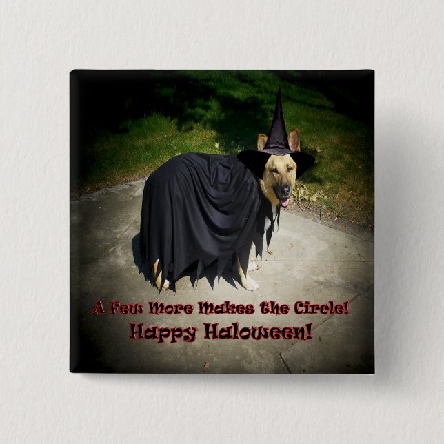 German Shepherd Witch Dog 15 Cm Square Badge (Front)