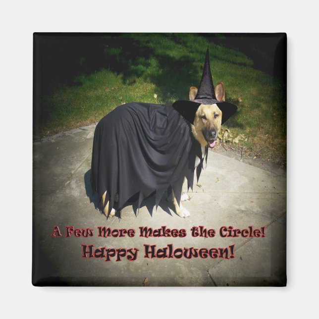 German Shepherd Witch Dog Magnet (Front)