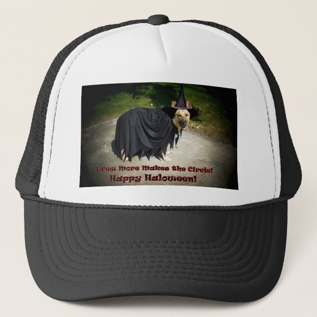 German Shepherd Witch Dog Trucker Hat (Front)
