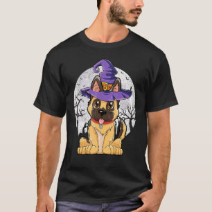 German Shepherd Witch Halloween Kids Girls Women D T-Shirt