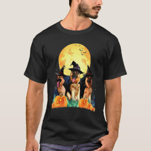 German Shepherd Witch Pumpkin Halloween Night Dog T-Shirt