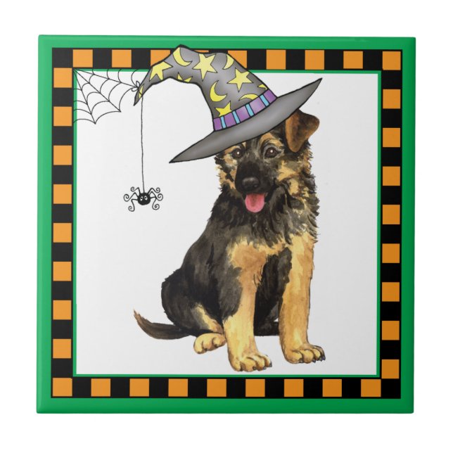 German Shepherd Witch Tile (Front)