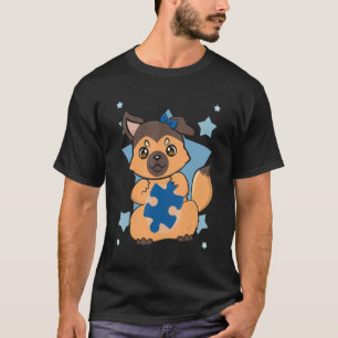 German Shepherd With Autism Puzzle Piece Cute K 9 T-Shirt