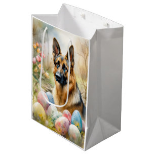German Shepherd with Easter Eggs Medium Gift Bag