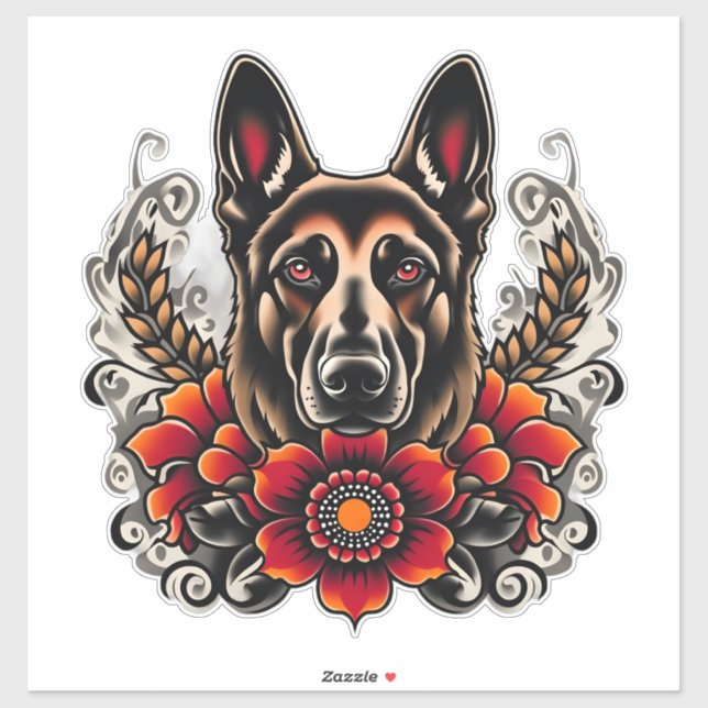 German Shepherd with flowers (Sheet)