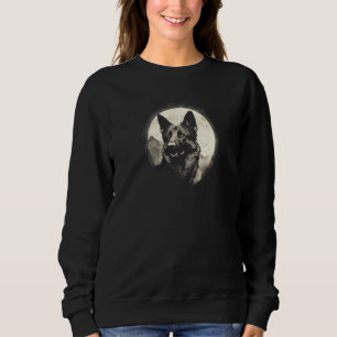 German Shepherd With Full Moon in Background - Dog Sweatshirt