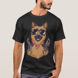 German Shepherd With Guns T-Shirt