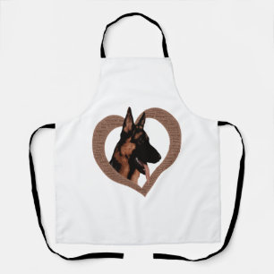 German Shepherd with Heart Shaped Word Art Apron