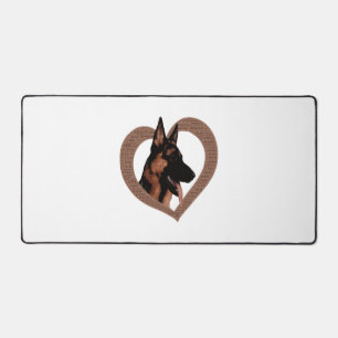 German Shepherd with Heart Shaped Word Art Desk Mat