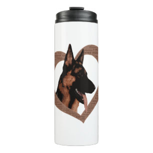 German Shepherd with Heart Shaped Word Art Thermal Tumbler