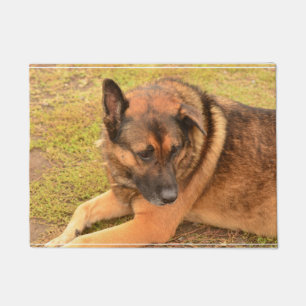German Shepherd with One Floppy Ear Doormat
