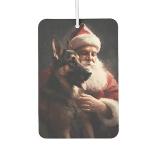 German Shepherd With Santa Claus Festive Christmas Car Air Freshener