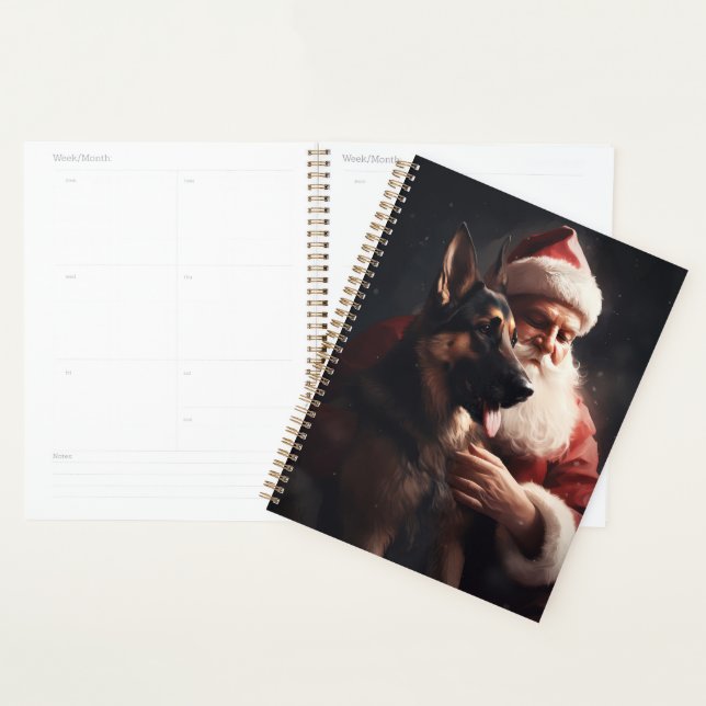 German Shepherd With Santa Claus Festive Christmas Planner (Display)