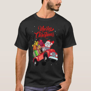 German Shepherd With Santa Claus In Red Truck Dog T-Shirt