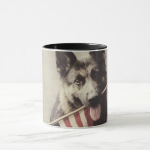 German Shepherd With US Flag Mug