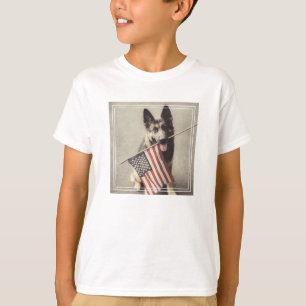 German Shepherd With US Flag T-Shirt