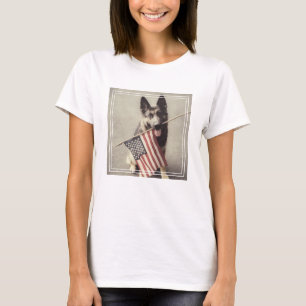 German Shepherd With US Flag T-Shirt