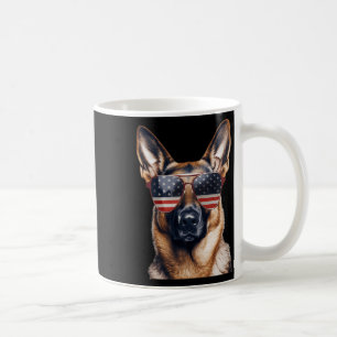 German Shepherd With Usa Flag Independence Day 4th Coffee Mug