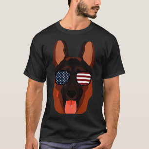 German Shepherd Women American Flag Sunglasses T-Shirt