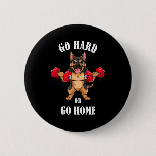 German Shepherd Workout Lifting Dumbbells Weightli 6 Cm Round Badge